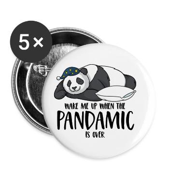 Panda disant Réveillez-moi quand le pandamic est terminé - Lot de 5 petits badges (25 mm) - blanc - Devant