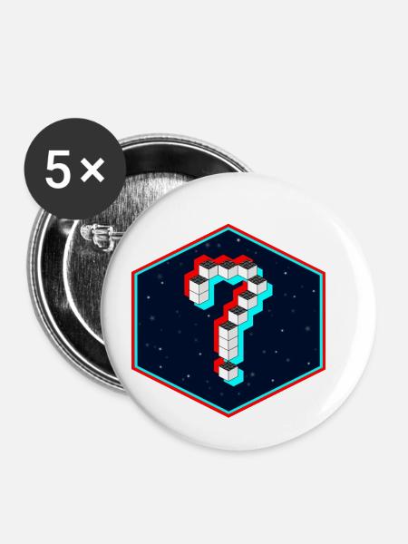 Die Frage - Buttons klein 25 mm (5er Pack) - Weiß