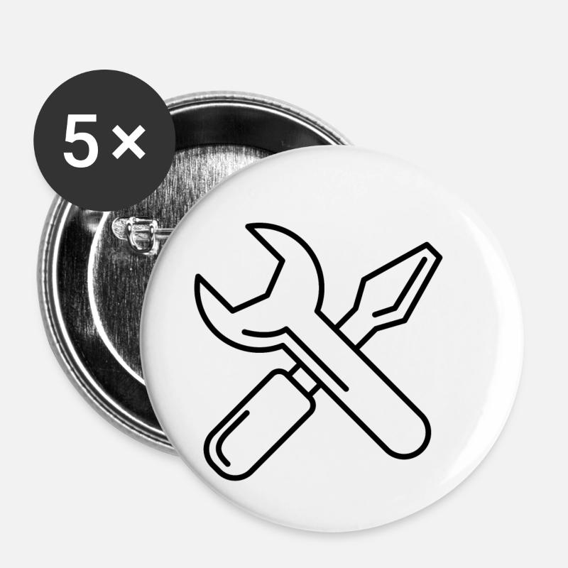 Réparation - Lot de 5 petits badges (25 mm) - blanc