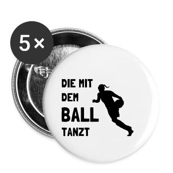 Basketballerin! Die mit dem Basketball tanzt! - Buttons klein 25 mm (5er Pack) - Weiß - Vorne