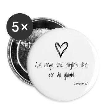 Bibelvers Segensspruch für Gläubige Taufe, Gott - Buttons klein 25 mm (5er Pack) - Weiß - Vorne