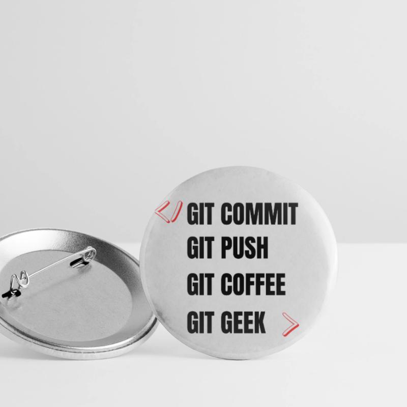 git commit git push git coffee git geek développeu Lot de 5 petits badges (25 mm)