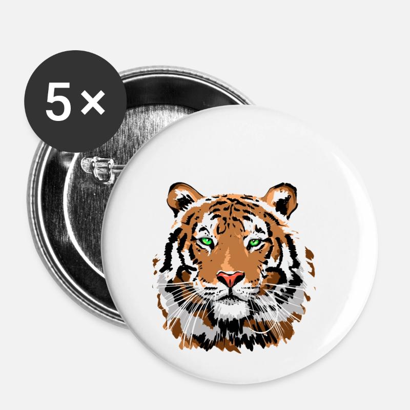 Tiger - Buttons klein 25 mm (5er Pack) - Weiß