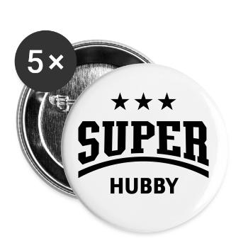 Super Hubby (Husband) - Buttons small 1''/25 mm (5-pack) - white - Front