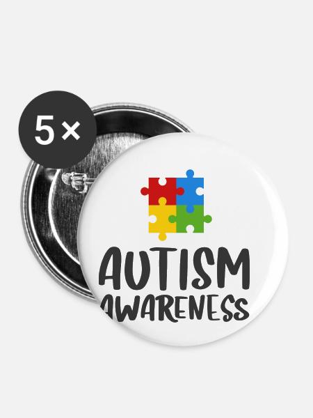 Autismus Bewusstsein - Buttons klein 25 mm (5er Pack) - Weiß