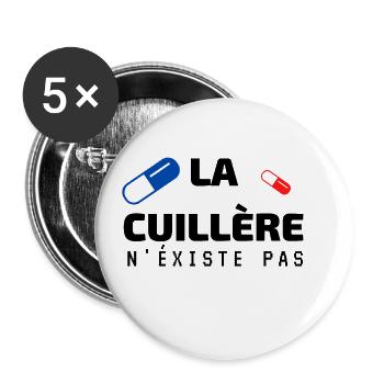 la cuillère n'existe pas - Lot de 5 petits badges (25 mm) - blanc - Devant