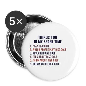 Disque golfeur golfeur frisbee drôle disant cadeau - Lot de 5 petits badges (25 mm) - blanc - Devant