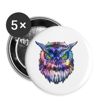 Owl I Owl I Eagle Owl I Tattoo Bird Gift - Buttons small 1''/25 mm (5-pack) - white - Front