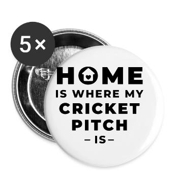 Home is where my cricket pitch is - Buttons small 1''/25 mm (5-pack) - white - Front