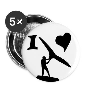 I love Wingfoilen & Hydrofoiling - Lot de 5 petits badges (25 mm) - blanc - Devant