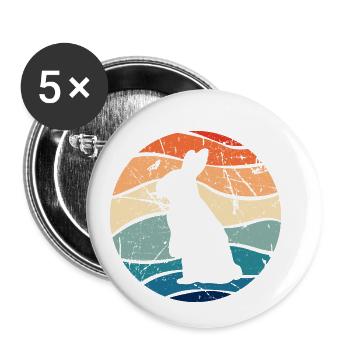 Rabbit Easter Retro Gift - Buttons small 1''/25 mm (5-pack) - white - Front