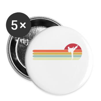 Cadeau de karaté vintage rétro pour papa, karaté drôle - Lot de 5 petits badges (25 mm) - blanc - Devant
