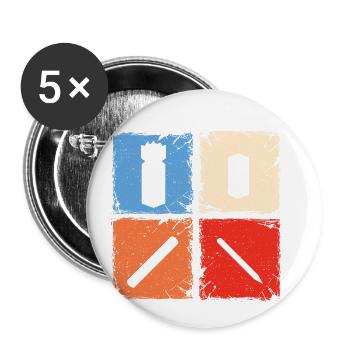 Kubb retro squares kubb yard game player - Buttons small 1''/25 mm (5-pack) - white - Front