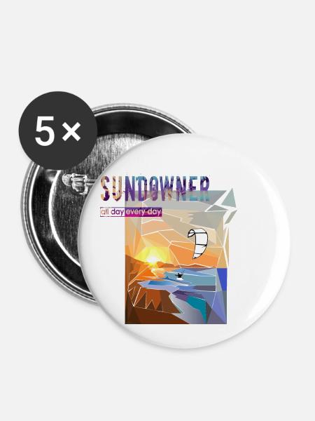 Sundowner Kitesurfer - Buttons klein 25 mm (5er Pack) - Weiß