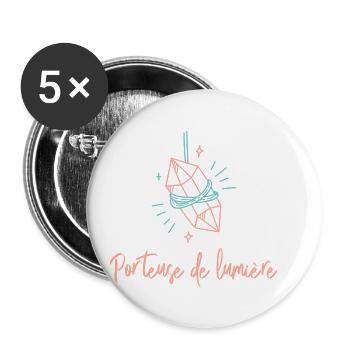 Nouvelle Terre - Porteuse de lumière - Lot de 5 petits badges (25 mm) - blanc - Devant