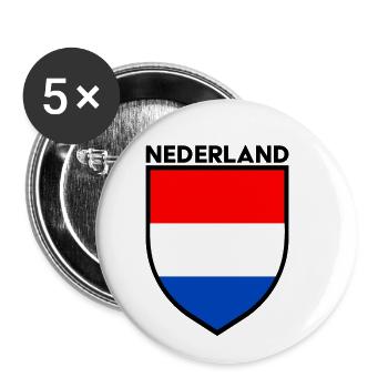 Nederland / Netherlands Flag Shield - Lot de 5 petits badges (25 mm) - blanc - Devant
