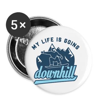Snowboard alpin - Lot de 5 petits badges (25 mm) - blanc - Devant