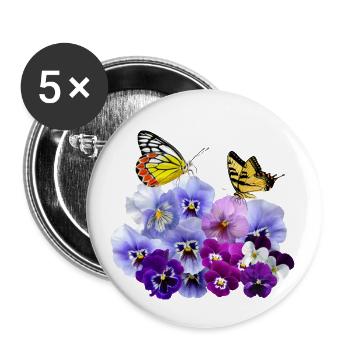 Stiefmütterchen Mit Gelben Schmetterlingen - Buttons klein 25 mm (5er Pack) - Weiß - Vorne