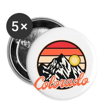 Colorado Retro Style Landscape - Lot de 5 petits badges (25 mm) - blanc - Devant
