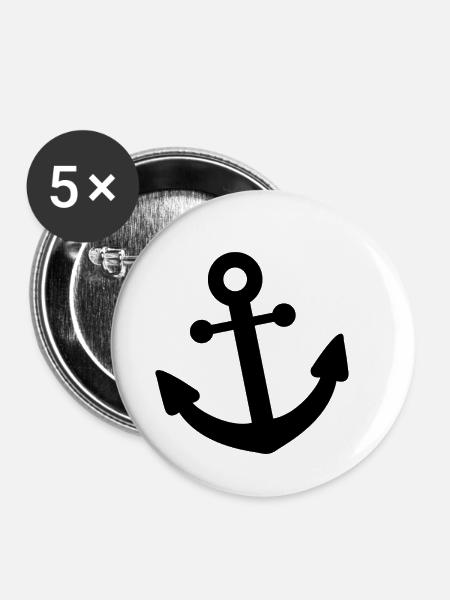 Anker Seemann Seefahrt - Buttons klein 25 mm (5er Pack) - Weiß