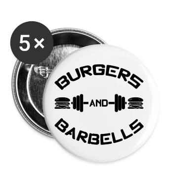 Burgers and Barbells - Buttons small 1''/25 mm (5-pack) - white - Front
