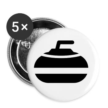 Sport de curling - Lot de 5 petits badges (25 mm) - blanc - Devant