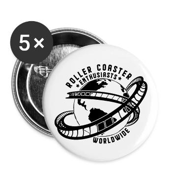 Amateurs de montagnes russes dans le monde entier Achterbahn - Lot de 5 petits badges (25 mm) - blanc - Devant