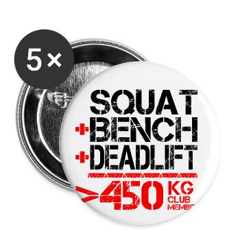 Powerlifting 450 kg Club Member - Buttons klein 25 mm (5er Pack) - Weiß - Vorne
