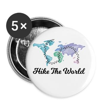 Randonnée dans le monde - Randonnée autour du monde - Lot de 5 petits badges (25 mm) - blanc - Devant