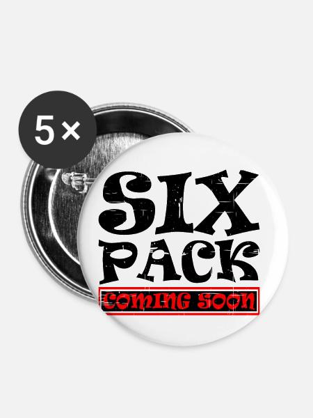 Six Pack Coming Soon 39 - Buttons klein 25 mm (5er Pack) - Weiß