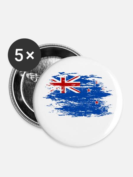 Neuseeland Flagge used - Buttons klein 25 mm (5er Pack) - Weiß