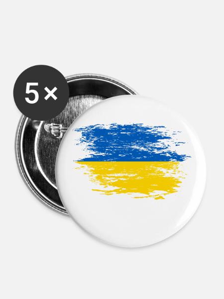 Ukraine Flagge used - Buttons klein 25 mm (5er Pack) - Weiß