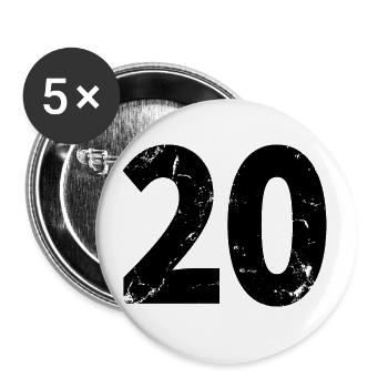 Cool Number 20 - 20 ans 20th Birthday Gift - Lot de 5 petits badges (25 mm) - blanc - Devant