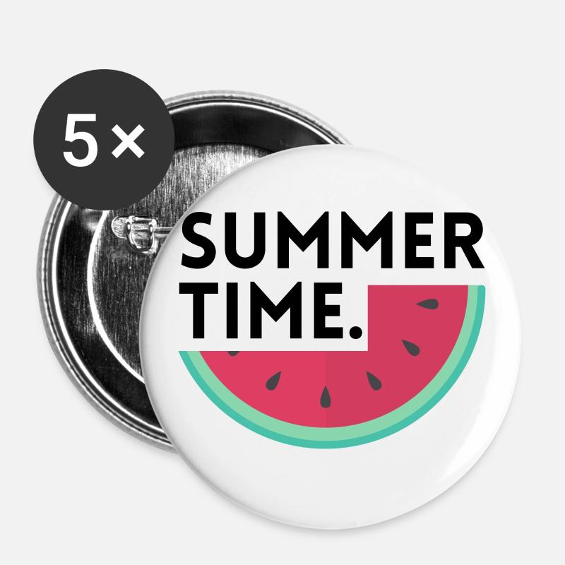 Summer time - Watermelon - Buttons small 1''/25 mm (5-pack) - white