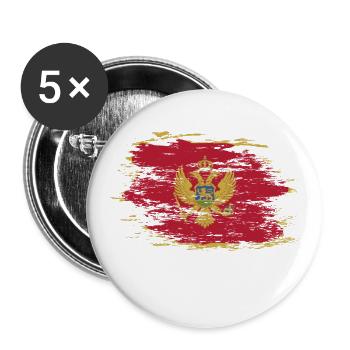 Montenegro flag used - Buttons small 1''/25 mm (5-pack) - white - Front