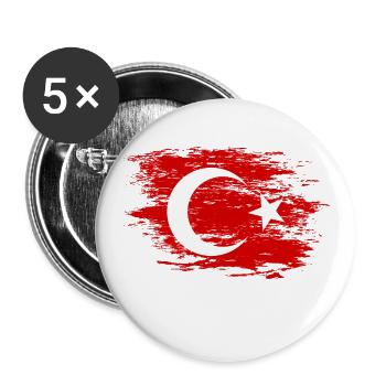 Drapeau de la Turquie utilisé - Lot de 5 petits badges (25 mm) - blanc - Devant