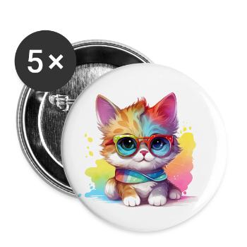 Süße Baby Katze für Kinder & Katzen Fans Geschenk - Buttons klein 25 mm (5er Pack) - Weiß - Vorne