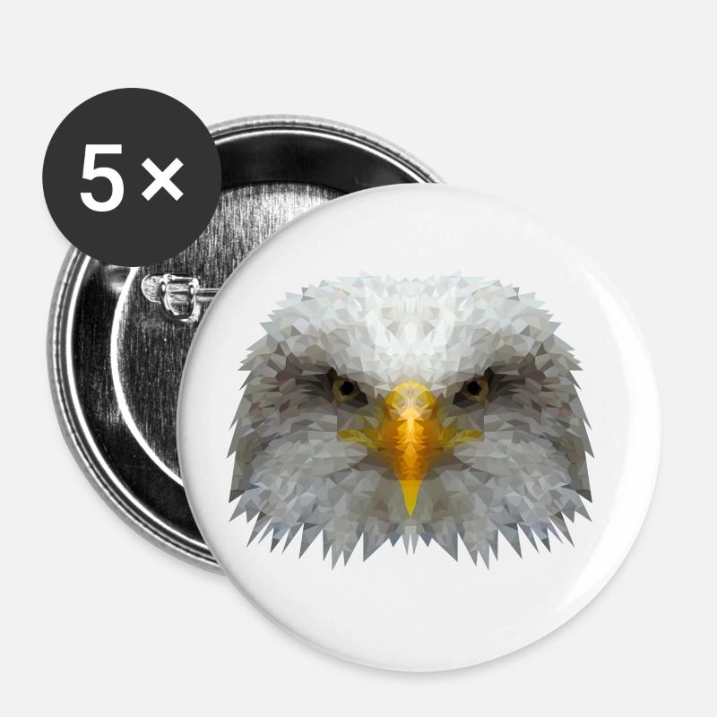 Eagle Polygon - Buttons small 1''/25 mm (5-pack) - white