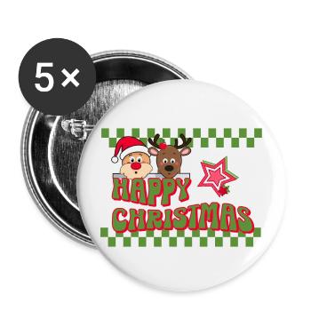 Fröhliche Weihnachten lustig - Buttons klein 25 mm (5er Pack) - Weiß - Vorne