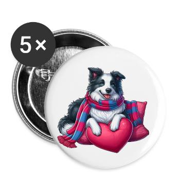 Border Collie - Buttons small 1''/25 mm (5-pack) - white - Front