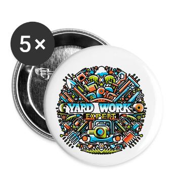 Expert en travaux de jardinage 18 - Lot de 5 petits badges (25 mm) - blanc - Devant