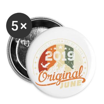 June 2019 | Birthday June 2019 Born in June 2019 - Buttons small 1''/25 mm (5-pack) - white - Front