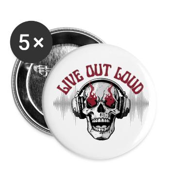 LIVE OUT LOUD - Buttons klein 25 mm (5er Pack) - Weiß - Vorne