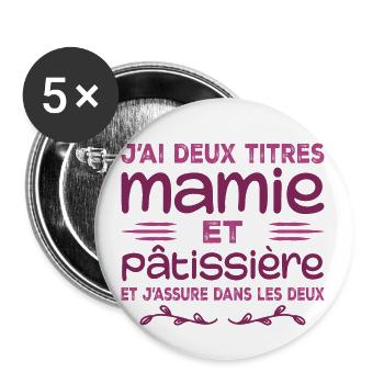 Granny and Pastry Chef | Grandma | Pastry - Buttons small 1''/25 mm (5-pack) - white - Front