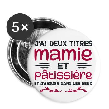 Granny and Pastry Chef | Grandma | Pastry - Buttons small 1''/25 mm (5-pack) - white - Front