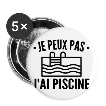I can't I have a swimming pool - Buttons small 1''/25 mm (5-pack) - white - Front
