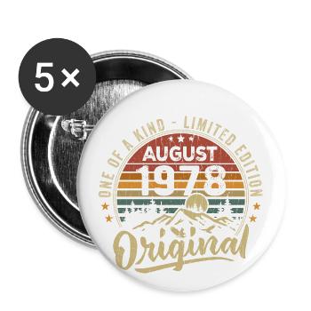 August 1978 Geburtstagsgeschenk 1978 Legenden August - Buttons klein 25 mm (5er Pack) - Weiß - Vorne