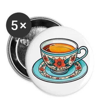 Teetasse Neo Traditional - Buttons klein 25 mm (5er Pack) - Weiß - Vorne