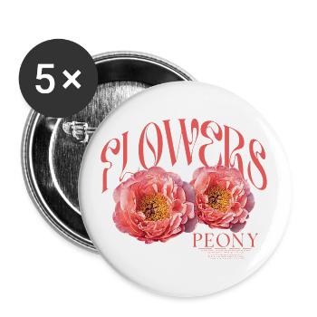 Pfingstrose Pfingstrosen Päonien Paeonia - Buttons klein 25 mm (5er Pack) - Weiß - Vorne