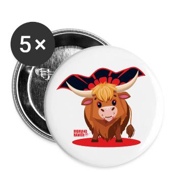 Highland Vampir Kuh - Buttons klein 25 mm (5er Pack) - Weiß - Vorne
